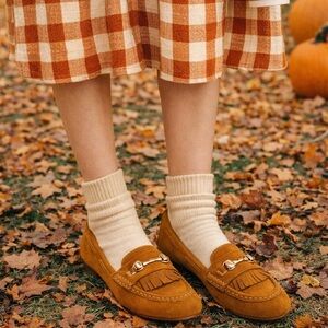 Sole Society Ellison Chestnut Cow Suede loafer